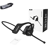 ossez Trucker Headset, Open Ear Air X3 Bone Conduction Headset with Mic, Dual Connect Wireless Headphones, Noise Cancelling with Mute Button ，Black