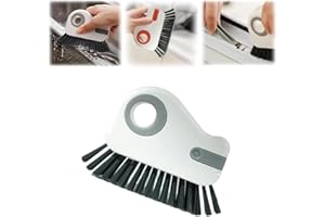 AOEMSMEISN 2 in 1 Groove Cleaning Brush Window Track Cleaning Tools, Multifunction Window Track Cleaner with Hard Bristle and Hidden Scraper, Shutter Door Window Track Kitchen Cleaning Brushes Kit (Gray)