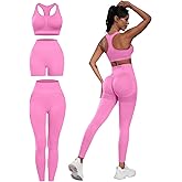 SALSPOR 3 Piece Workout Sets for Women Butt Lifting Leggings with High Impact Sports Bra Gym Shorts
