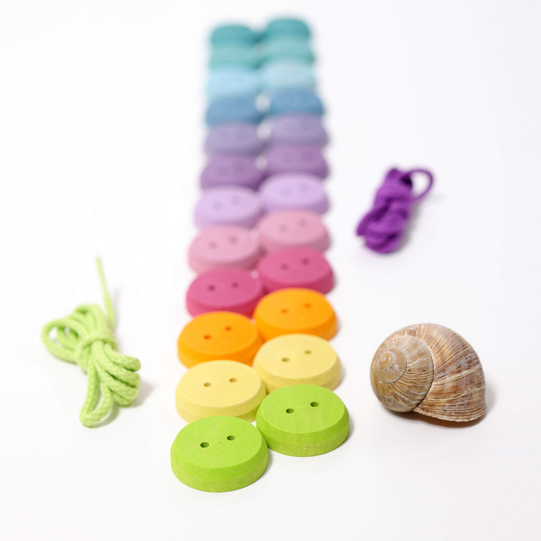 Grimm's Threading Game Small Wood Buttons, Pastel
