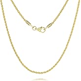 Rewizoo Necklaces 14k Gold Necklace for Women & Men 1.5mm Rope Chain for Women Dainty Gold Chain for Men Non-Tarnish Necklace Unisex Sizes 16-26 Inches