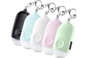 Kimfly Alarm Keychain 5 Pack - 130dB Self Defense Alarm Keychian Rechargeable with Emergency LED Flashlight - Security Personal Protection Devices (5 Colors)