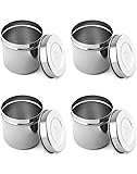 QWORK Stainless Steel Ointment Jar with Lid, 4 Pack