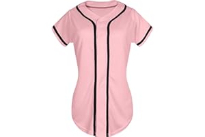 QTWW INC Womens Baseball Jersey Button Down Softball Jersey Short Sleeve Tee Hip Hop Shirt Active Team Sports Uniforms
