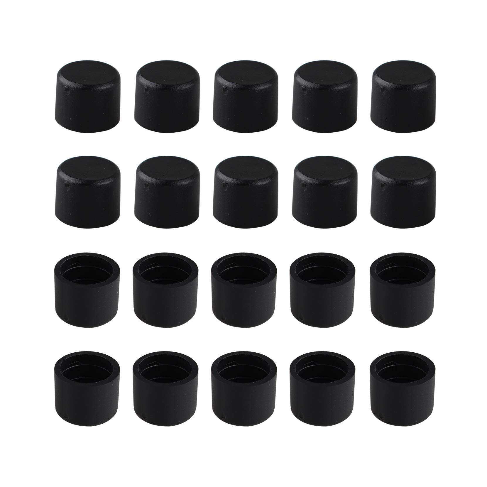 Futheda 20Pcs Plastic RCA Port Plug Protective Cover Audio Lotus Head Lotus Block Plug Anti Dust Cover Cap Black