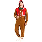 EraSpooky Adult Gingerbread Man Onesie Costume - Funny Christmas Jumpsuit for Holiday Parties