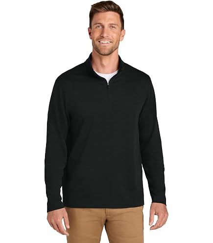 Port Authority Men's Double-Knit Quarter-Zip Pullover Deep Black