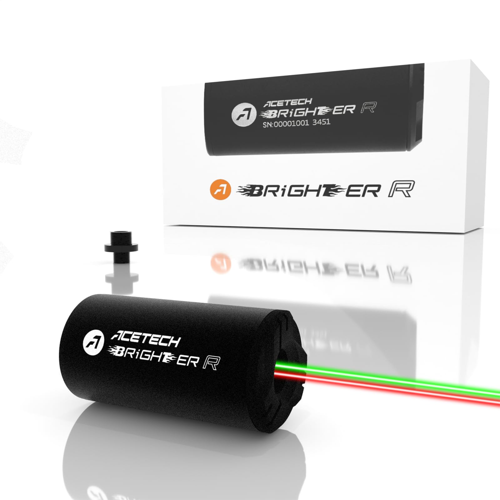 ACETECH Airsoft Tracer Unit Brighter R 14mm CCW Negative Thread M14- to M11+ Adaptor Green Red BBs LED Beam RGB Lighting Effect