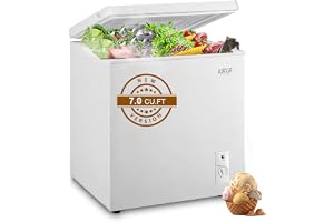 7.0 Cu.Ft Chest Freezer Compact Mini Deep Freezer with Top Open Door 7 Gears Temperature Control with Removable Storage Basket White