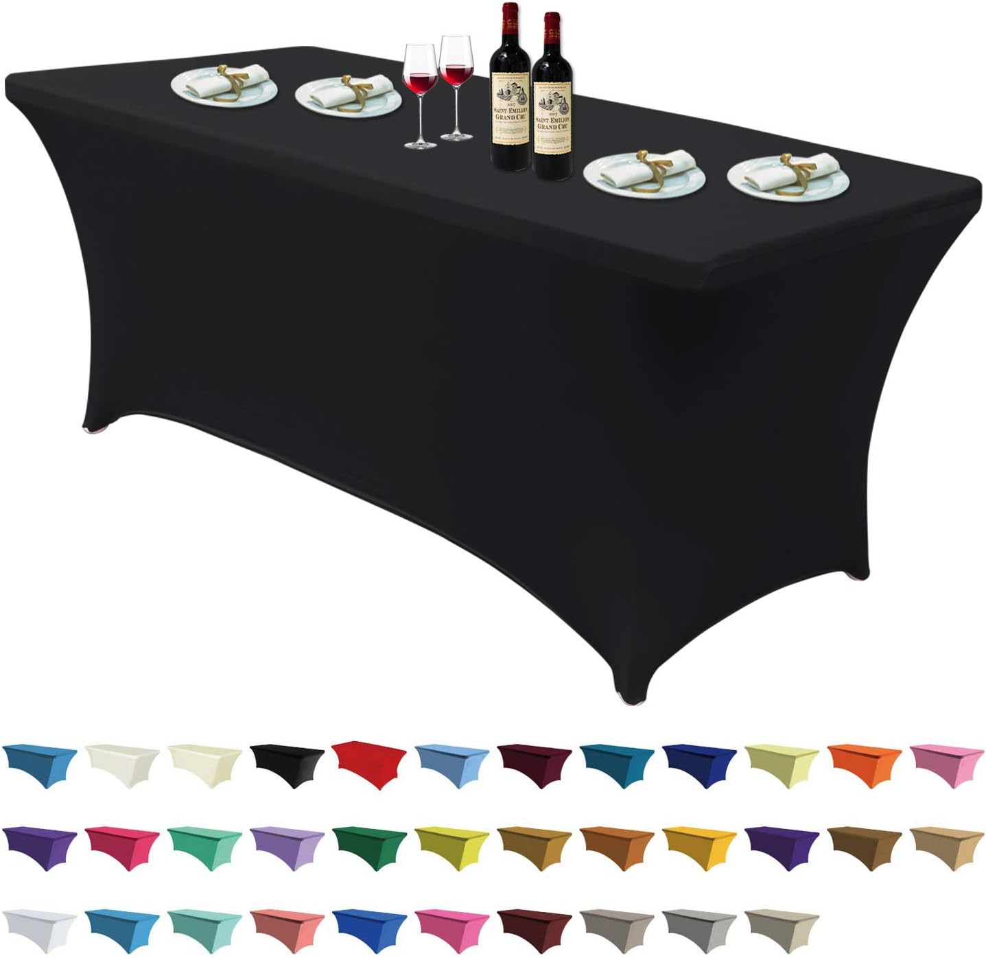 ABCCANOPY Spandex Tablecloths for 6 ft Home Rectangular Table Fitted Stretch Table Cover Polyester Tablecover Lash Bed Cover Table Toppers Massage Table Cover: Home & Kitchen