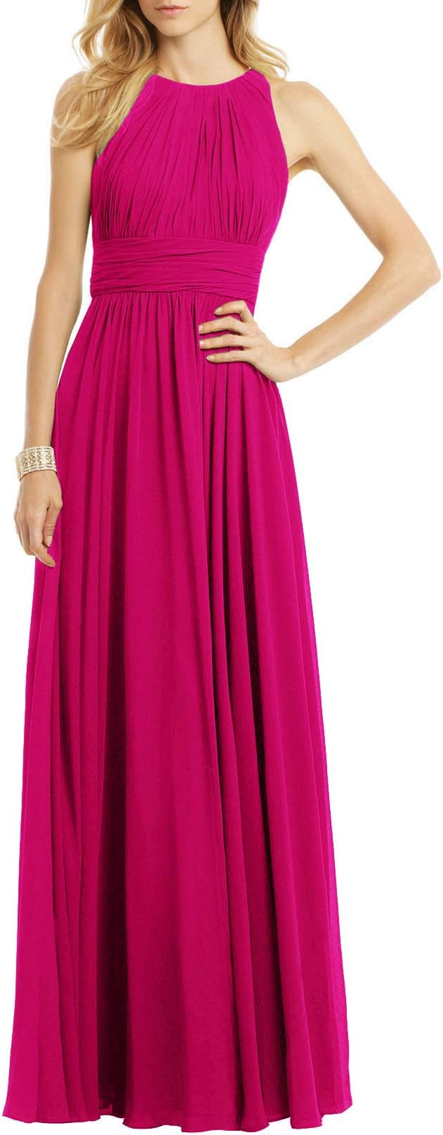Long Bridesmaid Dresses Chiffon Formal Evening Prom Dress Wedding Maxi Gown Sleeveless