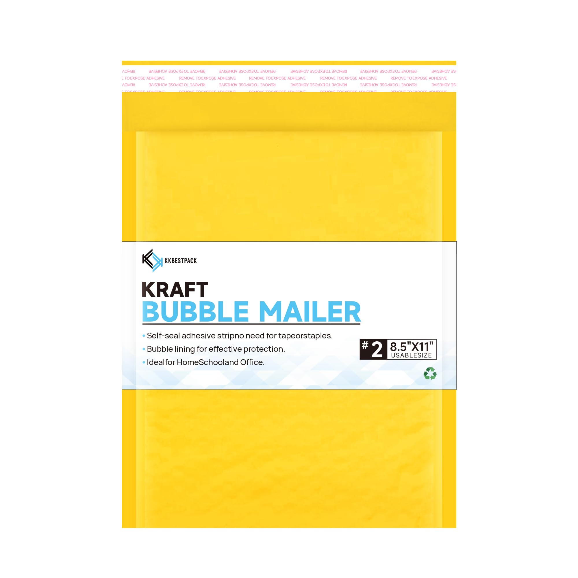 Kkbestpack Kraft Bubble Mailers #2, Self-Seal Padded Mailing Envelopes, Pack of 100, 8.5 x 11 Inches Image