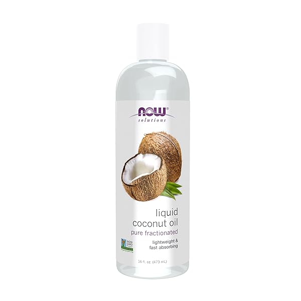 NOW FOODS SOLUTIONS, LIQUID COCONUT OIL, LIGHT AND NOURISHING, PROMOTES HEALTHY-LOOKING SKIN AND HAIR, 16-OUNCE