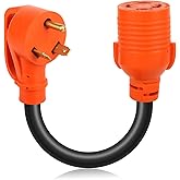 OPL5 NEMA TT-30P to L14-30R Female Generator Transfer Switch Adapter Cord, 12 Inch 30 Amp 3 Prong to 4 Prong Generator Power 