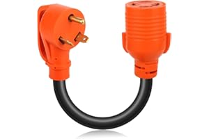 OPL5 NEMA TT-30P to L14-30R Female Generator Transfer Switch Adapter Cord, 12 Inch 30 Amp 3 Prong to 4 Prong Generator Power 