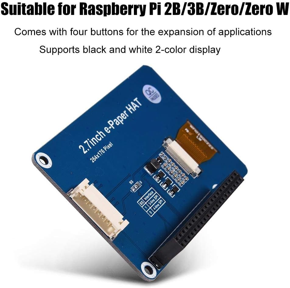 2.7inch E-Ink Display HAT 264×176 E-Ink Module Balck White Display ...