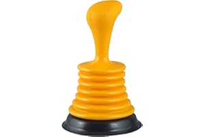 PLUMB CRAFT PlumbCraft 11-in. Mini Drain Plunger, Drain and Sink Plunger for Kitchen and Bathroom Drains, Drain Clog Remover with Handle, Bellows Plunger to Unclog Sink Drain, DIY Bathroom Sink Accessory
