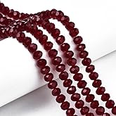 Elecrelive 10 Strands 3mm Crystal Glass Beads Faceted Rondelle Loose Beads Briolette Crystals 1450pcs for Bracelets Necklaces Jewelry Suncatchers Craft(Dark Red)