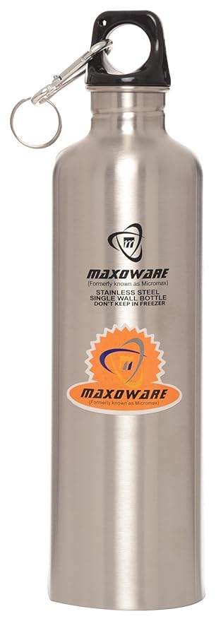 MAXOWARE Stainless Steel Water Bottle, 1 Litre, 1-Piece, Silver (MYENT012)
