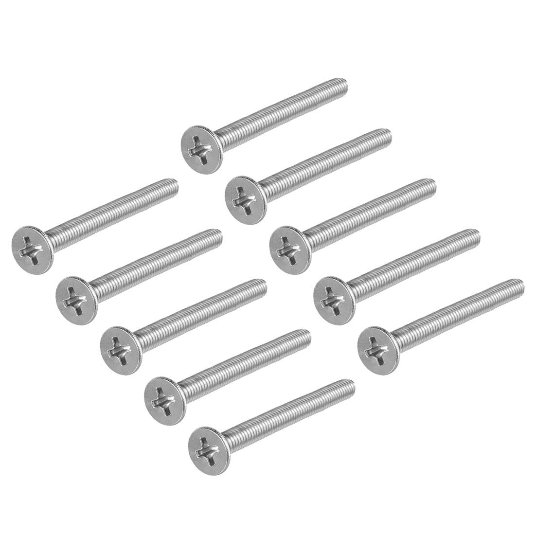 sourcing map M4x30mm Flat Head Machine Screws Phillips Cross Screw 304 Stainless Steel Fasteners Bolts 50Pcs