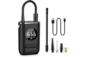 Compressor de Ar Portátil Digital com Display LCD e Lanterna LED – Mini Bomba Elétrica Recarregável para Pneus de Carro, Moto, Bike, Bola e Infláveis