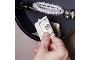 HETHLIF Wall Clock Hidden Stash Box Secret Storage Compartment for Valuables Silver Tone Modern Design Home Office Decor Plas