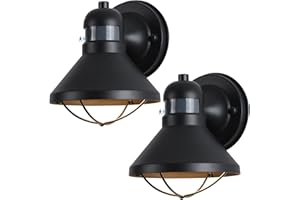 LONEDRUID 2 Pack Motion Sensor Outdoor LED Wall Light Dusk to Dawn Exterior Sconce Lighting Fixture Waterproof Wall Mount Barn Lamp Black Outside Lantern for House Porch Garage Farmhouse