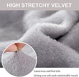 Teynewer Thick Velvet Sofa Covers 4 Seater Light Grey with 1 Pillowcase view 3