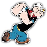 Popeye The Sailor Walking Cartoon - Sticker Graphic - Auto, Wall, Laptop, Cell, Truck Sticker for Windows, Cars, Trucks