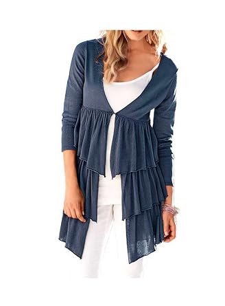 Heine Best Connections Volant Strickjacke Blau Gr Amazon De