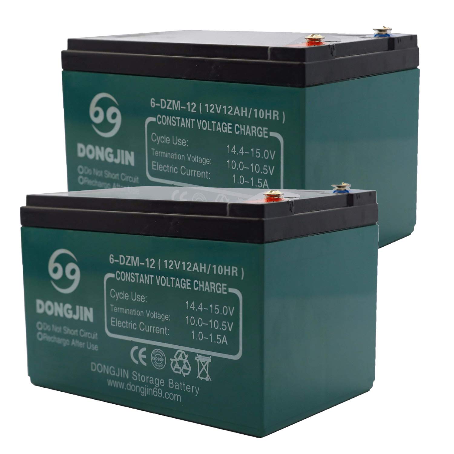 WPHMOTO 2pcs 6-DZM-12 12V Motorcycle Rechargeable Battery for Electric Bike Scooter Go Kart ATV Pit 