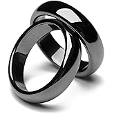 LYTUTUBB Magnetic Hematite Rings for Women Man Unisex Anxiety Balance Root Chakra, Black Hematite Rings Absorbs Negative Energy