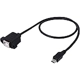 CERRXIAN 50cm Mini USB 5pin Male to USB Type B 2.0 Female Extension Panel Mount Data and Charge Cable with Screws Holes