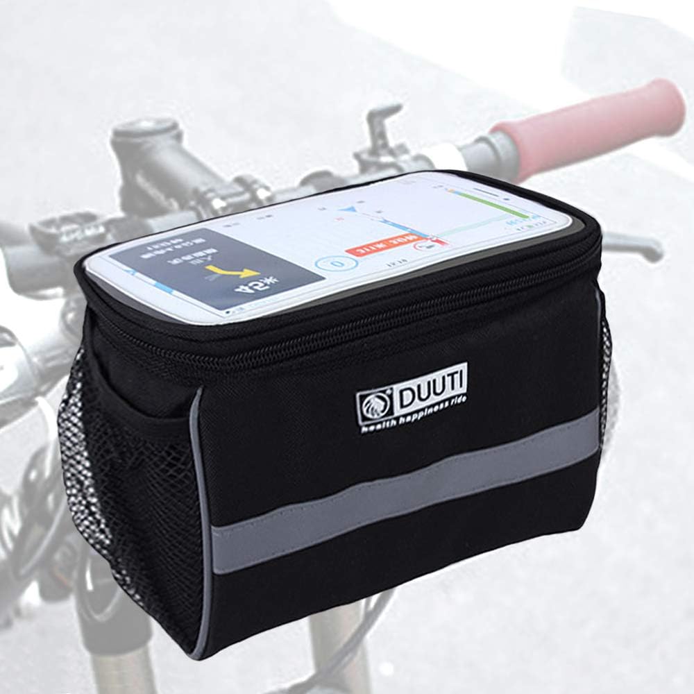 Waterproof Bicycle Pannier Pouch w/ Touchscreen Phone Holder.Handlebar Map/GPS Holder & Storage Bike Bag Pannier With Clear TPU Screen For Tablet or Mobile Phone.Bike Handlebar Bag.(7 inches)