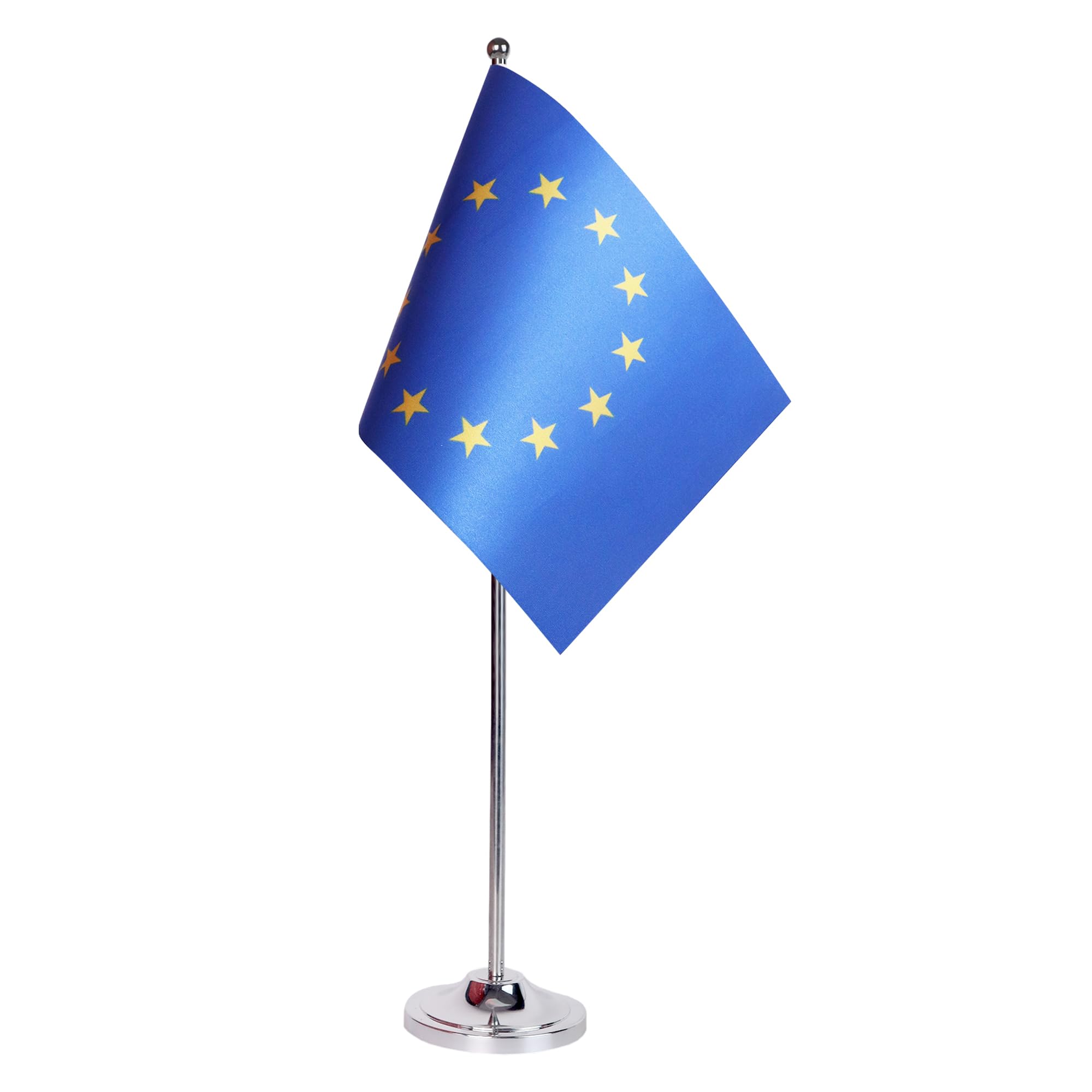 AZ FLAG Europe Prestige Table Flag 6'' x 9'' - European Union Office Decoration 100% Satin 22 x 15 cm - Desk Flag with Steel Pole and Base