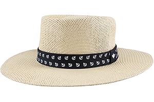 Dockers Men's Gambler Straw Wide Brim Hat with Anchor Band