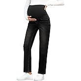 BLENCOT Women's Over The Belly Maternity Ankle Jeans Stretchy Denim Pregnancy Pants with Pockets