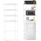 YVTCRTCW 4 Tier Mini Fridge Shelf | Adjustable Height Metal Storage Shelf | for Mini Fridge &amp; Microwave Stand | Easy Assemble for Dorm, Kitchen, Office | White