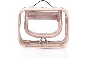 Lychii TSA Approved Toiletry Bag, Clear Travel Bag for Liquids Toiletries, Makeup Cosmetic Bag Organizer, Carry on Travel Accessories Essentials, Pink