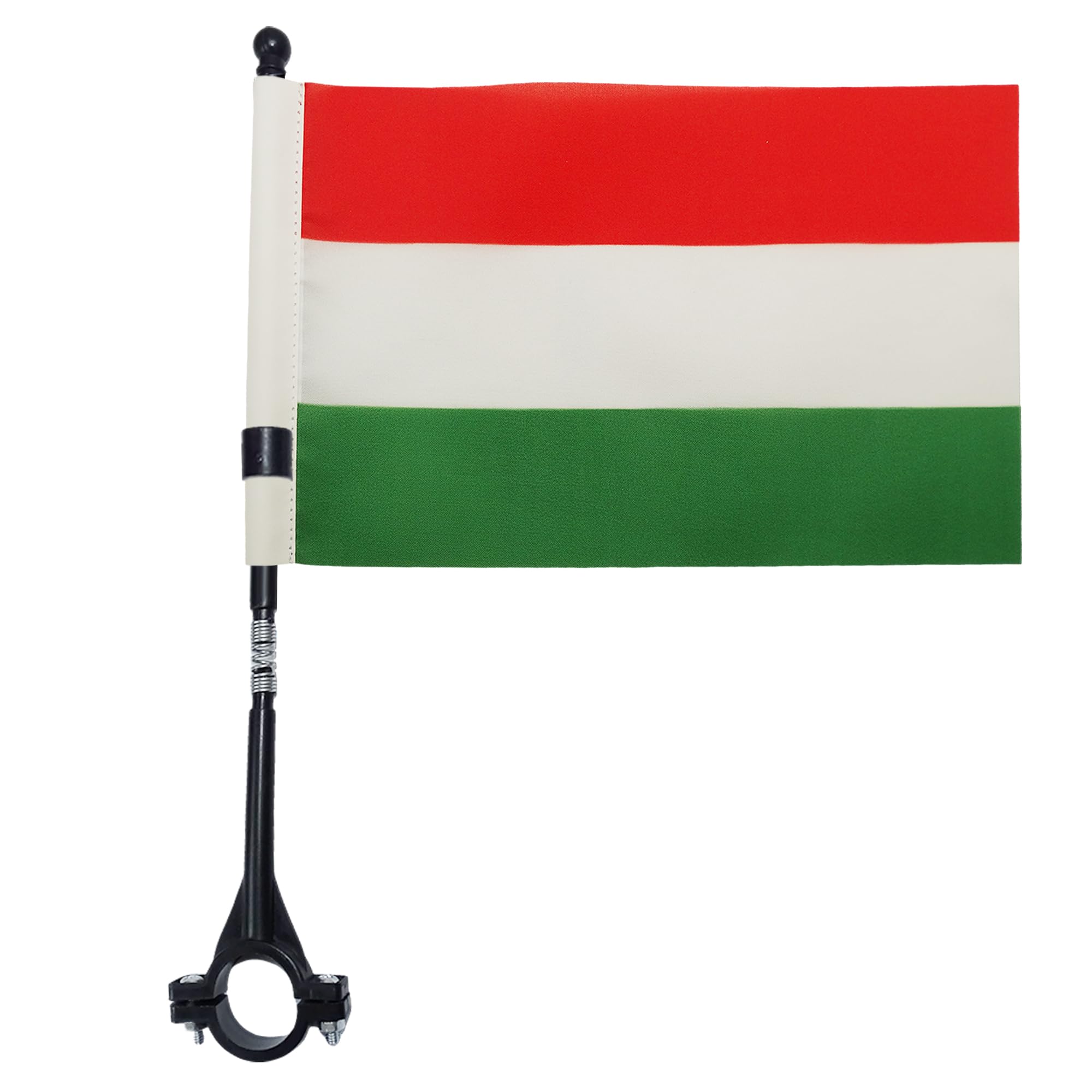 AZ FLAG - Hungary Bike Flag 4'' x 6'' - Hungarian Bicycle Flag 100% Polyester 21 x 14 cm - Mini Banner with 12'' Black Plastic Pole