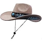 IFSUN Western Cowboy Hat for Women & Men Leather Cowgirl Hat Wide Brim with Belt Buckle