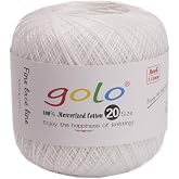 golo Crochet Thread Size 20 Crochet Yarn for Knitting Tatting 801