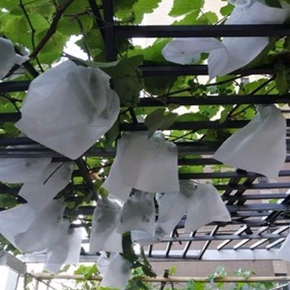 100Pcs Fruit Saver Garden Protective Bag, Agricultural pest Control Anti-Bird Insect Prevention Mesh Plant Grapes Netting Bag(White)