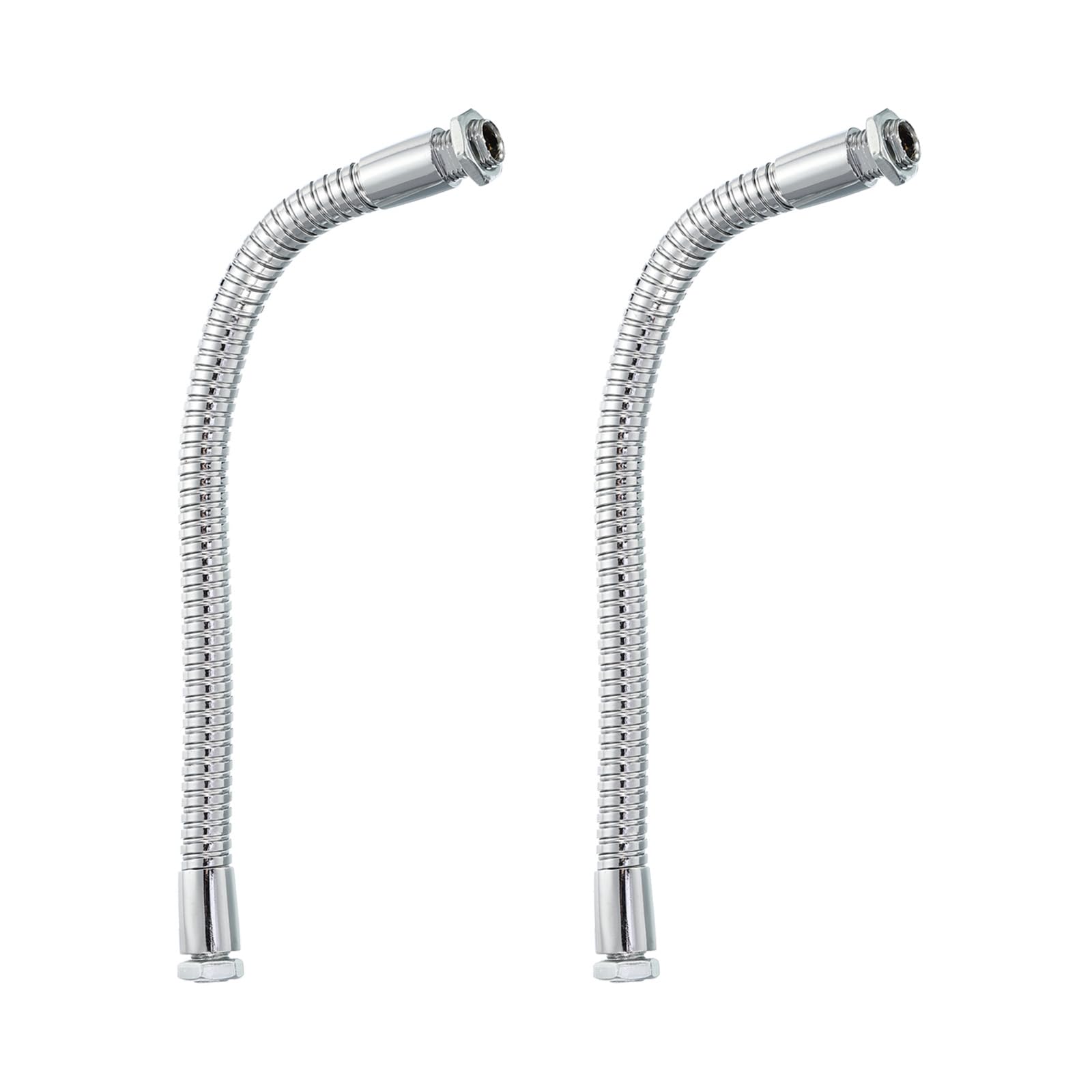 PATIKIL 7.9" Universal Gooseneck Hose, 2Pcs M10/M8 Fine Thread 10mm Metal Bendable Flexible Arm Gooseneck Tube Extension for Multifunction DIY, Silver Tone
