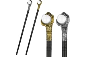 MOUNMDA 2 Sets Walking Cane Halloween Costume Accessory Elegant Vintage Prop Stick Dress King Pimp Canes for Adults and Kids