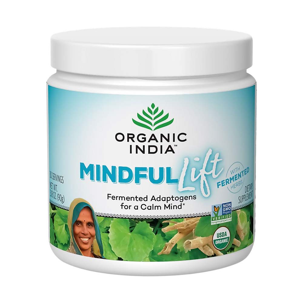 Organic India Mindful Lift Herbal Powder - Immune System Support, Tulsi (Holy Basil), Adaptogen, Vegan, Gluten-Free, USDA Certified Organic, Non-GMO, Fairtrade - 1 Canister, 3.17 oz (30 Servings)
