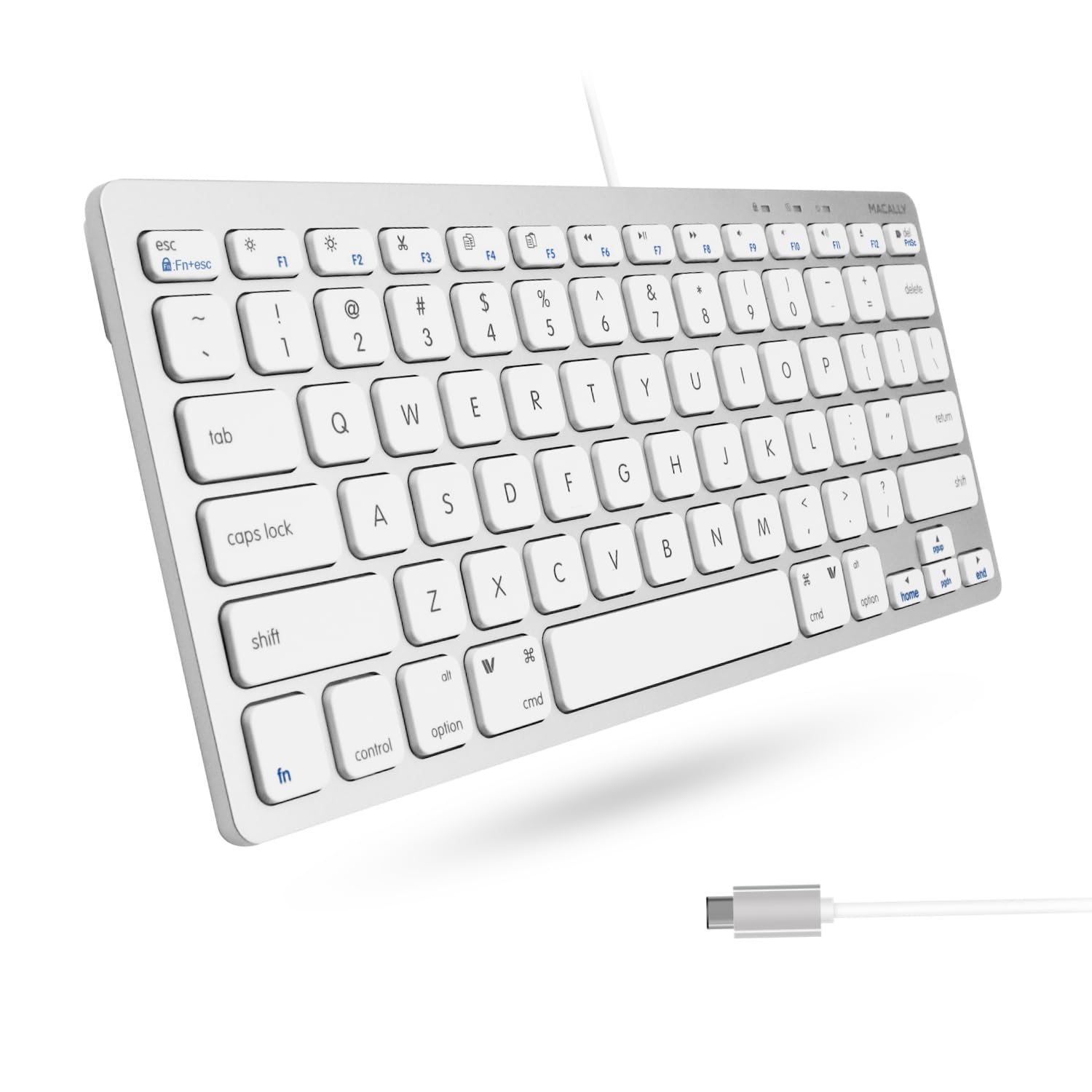 Macally UCSLIMKEYCA, compact USB-C Keyboard for Mac, US QWERTY Key Cap Layout