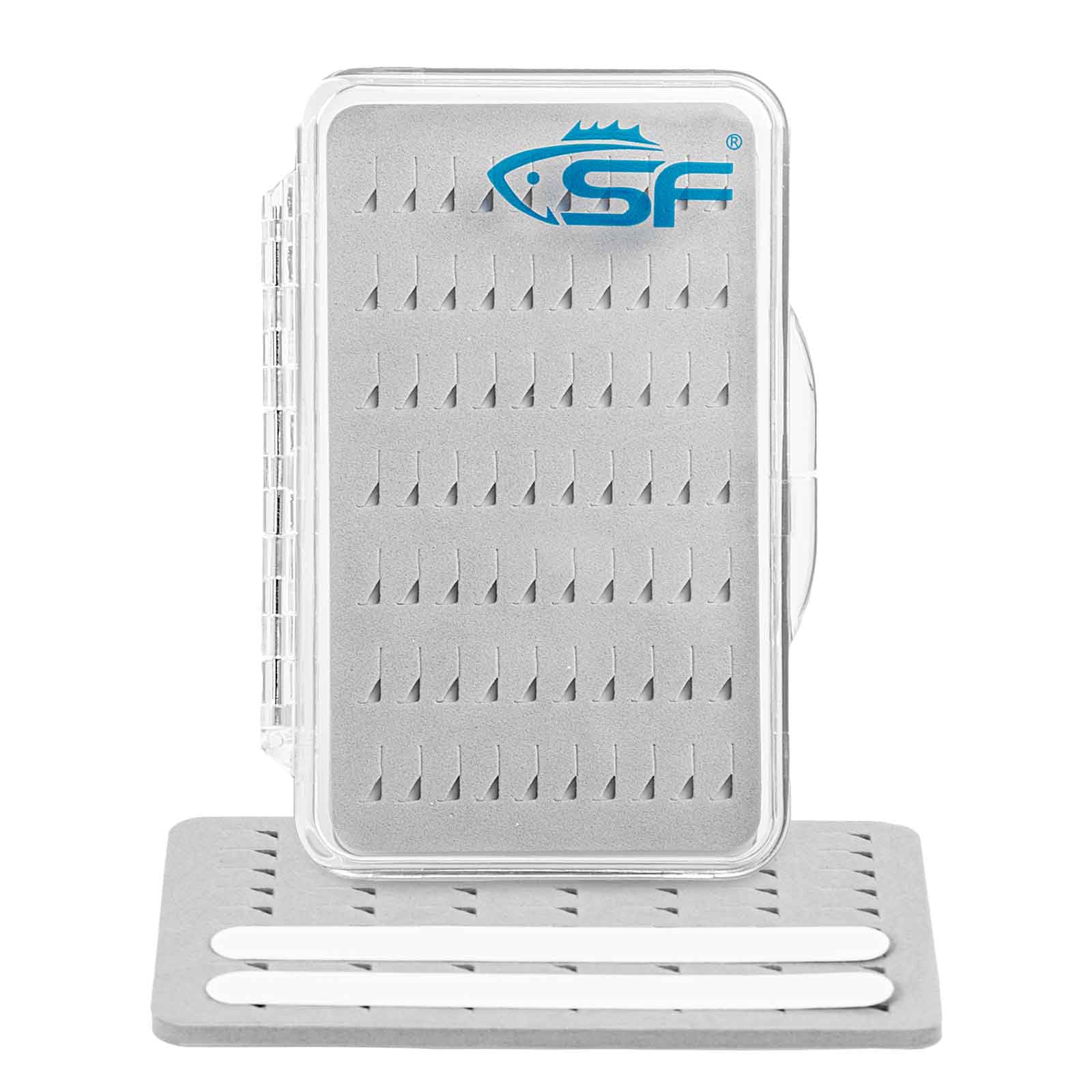 SF Slim Fishing Fly Box Thin Foam Lightweight Trout Flies Plastic Clear Fishing Box