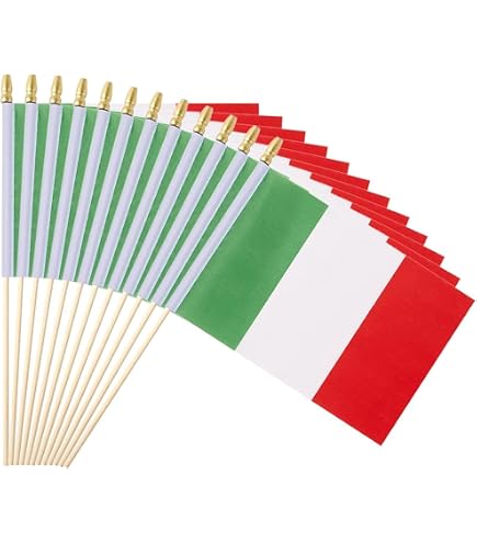 12x18" USA & Italy Combo Stick Flags - Wholesale Pack, 100% Polyester, Double-Sided Print