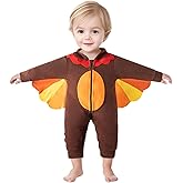 MOMMY'S NEW MAN Newborn Baby Boy Girl Thanksgiving Little Turkeys Cosplay Romper Hooded Fall Winter Outfits